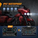 Nilight Motorcycle 7Inch LED Headlights 4.5Inch Fog Lights Chrome Kits, view 6
