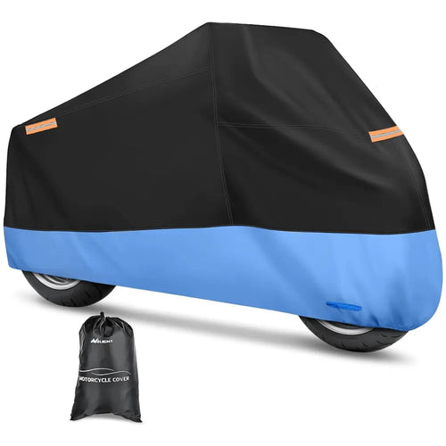 Nilight Motorcycle Cover with Lock-Hole Storage Bag & Protective Reflective Strip Fits up to 116 Inch