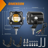 Nilight Motorcycle Driving Lights 1.7 inch White Amber Spot Beam Fog Light LED Pods IP67 Waterproof Auxiliary Offroad Lighting for Motorbike Dirt Bike e-Bike Scooter Snowmobile ATV UTV SUV Truck, view 2
