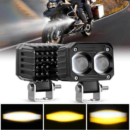 Nilight Motorcycle Driving Lights 2.5 inch White Amber Spot Beam Fog Light LED Pods IP67 Waterproof Auxiliary Offroad Lighting for Motorbike Dirt Bike e-Bike Scooter Snowmobile ATV UTV SUV Truck