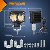 Nilight Motorcycle Driving Lights 2.5 inch White Amber Spot Beam Fog Light LED Pods IP67 Waterproof Auxiliary Offroad Lighting for Motorbike Dirt Bike e-Bike Scooter Snowmobile ATV UTV SUV Truck, view 2