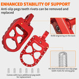 Nilight Motorcycle Foot Pegs Dirt Bike Footpegs Fit for Harley Dyna 1993-2017 Fatboy 1990-2017 Iron 883 2009-2017 Sportster 883 360° Rotating CNC Foot Pegs Heavy Duty Aluminum Alloy Peg Pedal, Red, view 6