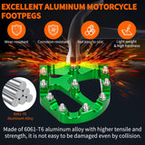Nilight Motorcycle Foot Pegs Dirt Bike Footpegs Fit for Kawasaki KDX200 1995-2005 KDX200R 1997-2001 KDX220R 2002-2005 KDX250 1991-1994 KX125 KX250 KX500 Heavy Duty CNC Foot Rests Pegs Pedal, Green, view 4