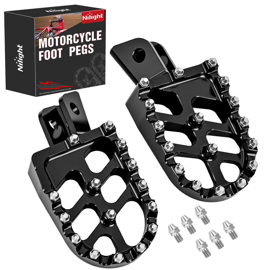Nilight Motorcycle Foot Pegs Dirt Bike Footpegs Fit for Kawasaki KLX110 2002-2023 KLX110L 2010-2023 KX60 1998-2003 CNC Foot Pegs for Motorcycles Heavy Duty Aluminum Alloy Foot Rests, Black