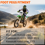Nilight Motorcycle Foot Pegs Dirt Bike Footpegs Fit for Kawasaki KLX110 2002-2023 KLX110L 2010-2023 KX60 1998-2003 CNC Foot Pegs for Motorcycles Heavy Duty Aluminum Alloy Foot Rests, Black, view 2
