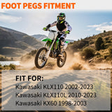 Nilight Motorcycle Foot Pegs Dirt Bike Footpegs Fit for Kawasaki KLX110 2002-2023 KLX110L 2010-2023 KX60 1998-2003 CNC Foot Pegs for Motorcycles Heavy Duty Aluminum Alloy Foot Rests, Green, view 2