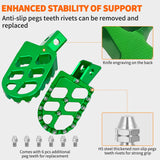 Nilight Motorcycle Foot Pegs Dirt Bike Footpegs Fit for Kawasaki KLX110 2002-2023 KLX110L 2010-2023 KX60 1998-2003 CNC Foot Pegs for Motorcycles Heavy Duty Aluminum Alloy Foot Rests, Green, view 5