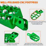 Nilight Motorcycle Foot Pegs Dirt Bike Footpegs Fit for Kawasaki KLX110 2002-2023 KLX110L 2010-2023 KX60 1998-2003 CNC Foot Pegs for Motorcycles Heavy Duty Aluminum Alloy Foot Rests, Green, view 6