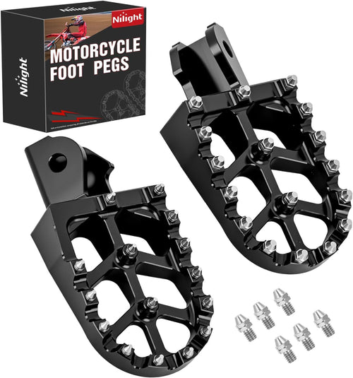 Nilight Motorcycle Foot Pegs Dirt Bike Footpegs Fit for Surron Light Bee X/S E Ride Pro SS CRF150F CRF230F CRF250F X160 X260 KDX200 XR125L XR150L Heavy Duty CNC Foot Rests Pegs Pedal, Black