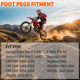 Nilight Motorcycle Foot Pegs Dirt Bike Footpegs Fit for Surron Light Bee X/S E Ride Pro SS CRF150F CRF230F CRF250F X160 X260 KDX200 XR125L XR150L Heavy Duty CNC Foot Rests Pegs Pedal, Black, view 2