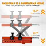 Nilight Motorcycle Lift 1100 LBS ATV Scissor Jacks with Saddle Safety Pin Crank Handle 3.7 Inch-15.7 Inch Hoist Stand Heavy Duty Steel Lifter Jack for Motorcycles Dirt Bike Garage Storage Repair Tool, Orange, view 2