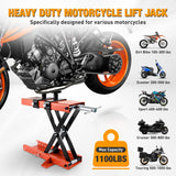 Nilight Motorcycle Lift 1100 LBS ATV Scissor Jacks with Saddle Safety Pin Crank Handle 3.7 Inch-15.7 Inch Hoist Stand Heavy Duty Steel Lifter Jack for Motorcycles Dirt Bike Garage Storage Repair Tool, Orange, view 3