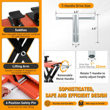 Nilight Motorcycle Lift 1100 LBS ATV Scissor Jacks with Saddle Safety Pin Crank Handle 3.7 Inch-15.7 Inch Hoist Stand Heavy Duty Steel Lifter Jack for Motorcycles Dirt Bike Garage Storage Repair Tool, Orange, view 4