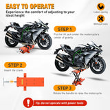 Nilight Motorcycle Lift 1100 LBS ATV Scissor Jacks with Saddle Safety Pin Crank Handle 3.7 Inch-15.7 Inch Hoist Stand Heavy Duty Steel Lifter Jack for Motorcycles Dirt Bike Garage Storage Repair Tool, Orange, view 5