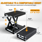 Nilight Motorcycle Lift Jack 1100 LBS Motorcycle Scissor Jack Stand Lift with Wide Deck Crank Handle 3.4 Inch-14.2 Inch Steel Scissor Hoist Garage Repair Lift Table Jacks for Motorcycles ATV Dirt Bike, Black, view 3