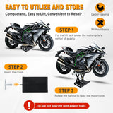 Nilight Motorcycle Lift Jack 1100 LBS Motorcycle Scissor Jack Stand Lift with Wide Deck Crank Handle 3.4 Inch-14.2 Inch Steel Scissor Hoist Garage Repair Lift Table Jacks for Motorcycles ATV Dirt Bike, Black, view 6