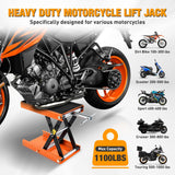 Nilight Motorcycle Lift Jack 1100 LBS Scissor Jacks Stand Lift with Wide Deck Safety Pin Handle 3.4 Inch-14.2 Inch Height Adjustable Hoist Stand Garage Repair Lifter for Motorcycles ATV Dirt Bike, Orange, view 2