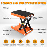Nilight Motorcycle Lift Jack 1100 LBS Scissor Jacks Stand Lift with Wide Deck Safety Pin Handle 3.4 Inch-14.2 Inch Height Adjustable Hoist Stand Garage Repair Lifter for Motorcycles ATV Dirt Bike, Orange, view 4