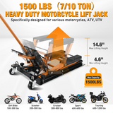 Nilight Motorcycle Lift Jack 1500 LBS Hydraulic Lifts ATV Scissor Jacks with Wheel Foot Pedal Handle Ratchet Belt Heavy Duty Lifter Stand Hoist Table for Dirt Bike Garage Storage Repair Tool,Orange, view 2