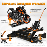 Nilight Motorcycle Lift Jack 1500 LBS Hydraulic Lifts ATV Scissor Jacks with Wheel Foot Pedal Handle Ratchet Belt Heavy Duty Lifter Stand Hoist Table for Dirt Bike Garage Storage Repair Tool,Orange, view 3