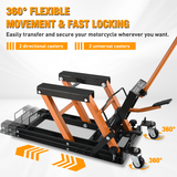 Nilight Motorcycle Lift Jack 1500 LBS Hydraulic Lifts ATV Scissor Jacks with Wheel Foot Pedal Handle Ratchet Belt Heavy Duty Lifter Stand Hoist Table for Dirt Bike Garage Storage Repair Tool,Orange, view 5