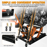 Nilight Motorcycle Lift Jack 1500 LBS Hydraulic Lifts ATV Scissor Jacks with Wheel Foot Pedal Handle Ratchet Belt Heavy Duty Lifter Stand Hoist Table for Dirt Bike Garage Storage Repair Tool,Orange, view 6