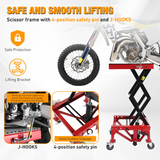 Nilight Motorcycle Lift Table Jack 300 LBS Heavy Duty Hydraulic Motorcycle Scissor Jack Lifts Table Foot Pedal with 4 Caster Wheels Wide Deck for Motorbike Dirt Bike ATV Garage Repair Tool, Red, view 6