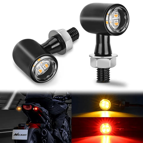 Nilight Motorcycle Rear LED Turn Signals Brake Tail Light Red Yellow Beam Mini Size Blinkers Compatible with Harley Honda Kawasaki Suzuki Triumph Yamaha Cruiser