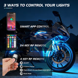 Nilight Motorcycle RGB APP Remote Control LED Strip Lights 12PCS, view 2