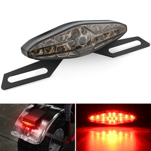 Nilight Motorcycle Tail Lights LED Brake Running Light with License Plate Bracket Dirt Bike Rear Lighting Compatible with Honda Yamaha Kawasaki Suzuki Chopper Turing Cruiser, Red