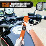 Nilight Motorcycle Tie Down Straps Max Break Strength 12000Lbs Orange, view 6