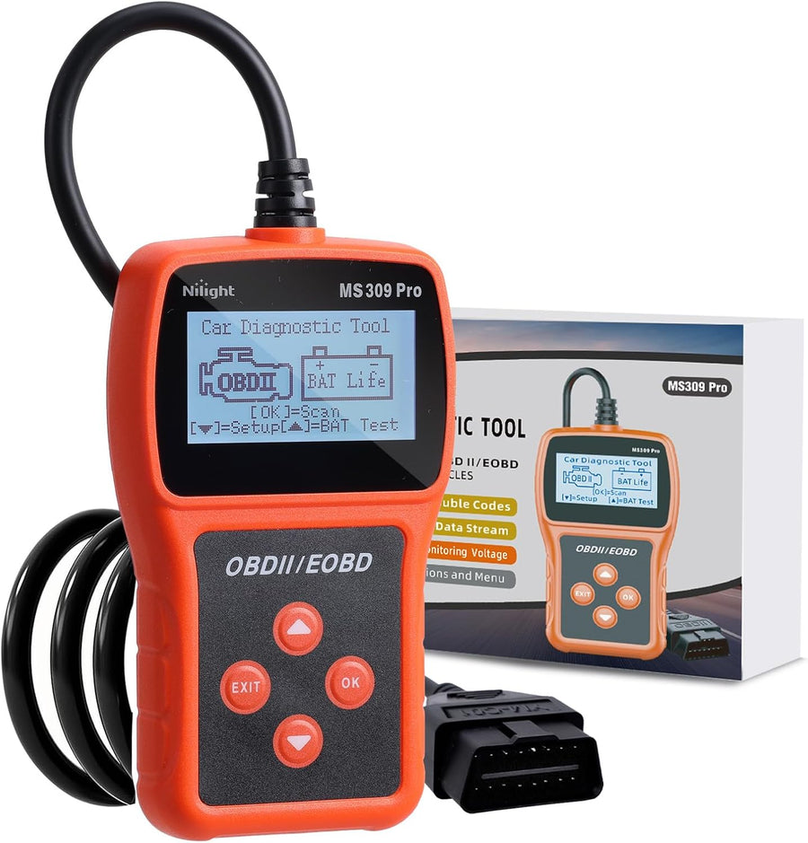 Nilight MS309pro Classic Universal OBD2 Scanner - Upgraded 2.4 Inch Screen Car Engine Fault Code Reader - Reliable CAN Diagnostic Scan Tool to Read and Clear Error Codes Fast, All Vehicles After 1996