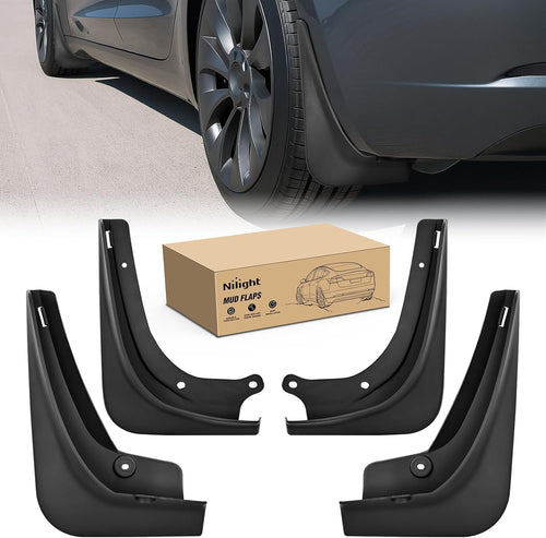 Nilight Mud Flaps for Tesla Model 3 2017 2018 2019 2020 2021 2022 2023, No Drilling Precision Fit Exterior Accessories Heavy-Duty Splash Guards Protection, Front & Rear Set