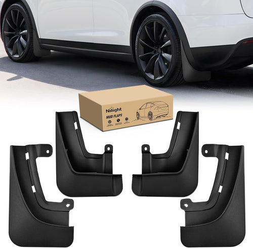 Nilight Mud Flaps for Tesla Model X 2022 2023 2024 2025, No Drilling Precision Fit Exterior Accessories Heavy-Duty Splash Guards Protection, Front & Rear Set