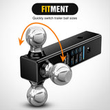 Nilight Multi-Ball Trailer Hitch Ball Mount, 1-7/8, 2, 2-5/16-Inch Balls, Triple Ball Mount fits 2-1/2-Inch Hitch Receiver, Chrome Plating, view 3