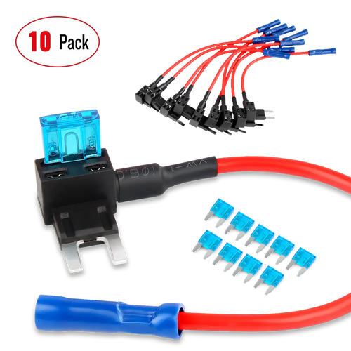 Nilight 10-Pack 12V Car Add-A-Circuit Fuse Tap Adapter Mini Atm Apm Blade Fuse Holder with 120 Pcs Mini Blade Fuse Assortment Kit (5, 7.5, 10, 15, 20, 25, 30) AMP for Cars,Trucks,Boats, 2 Yeas Warranty