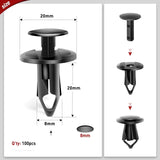 Nilight 100 Pcs Hole 9mm Bumper Rivet Clips for GM 21030249 Ford N807389S Chrysler 6503598 Nylon Car Push Fastener Kits, view 2