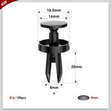 Nilight 100 Pcs Head 18.5mm Hole 8mm Push-Type Fender Liner Retainer Clips Replacement for Chrysler 6504521, 04575412AF Jeep Liberty Grand Caravan Dodge Charger Grand Caravan, view 2