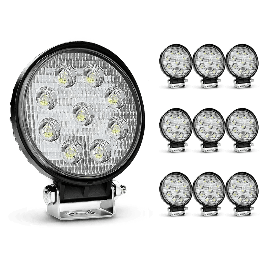 Nilight 4.5 Inch 27W 3000LM Round Flood Led Work Lights (10 Packs)