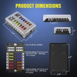 Nilight 12 Way Blade Fuse Block 12 Circuits with Negative Bus Fuse Box Holder LED Indicator ATO/ATC Fuse Panel Waterproof Cover, view 2