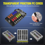 Nilight 12 Way Blade Fuse Block 12 Circuits with Negative Bus Fuse Box Holder LED Indicator ATO/ATC Fuse Panel Waterproof Cover, view 4