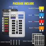 Nilight 12 Way Blade Fuse Block 12 Circuits with Negative Bus Fuse Box Holder LED Indicator ATO/ATC Fuse Panel Waterproof Cover, view 5
