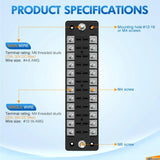 Nilight 12 Way Fuse Block with Negative Bus 12V Blade Fuse Holder ATC/ATO Standard Fuse Box Label Stickers Waterproof Cover Fuse Panel, view 2