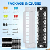 Nilight 12 Way Fuse Block with Negative Bus 12V Blade Fuse Holder ATC/ATO Standard Fuse Box Label Stickers Waterproof Cover Fuse Panel, view 4