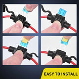 Nilight 120Pcs Mini ATM/APM Blade Fuse with 10 Pack 14AWG Inline Fuse Holder, view 4