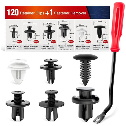 Nilight 120 Pcs Hole 6mm 7.6mm 8mm 8.8mm 10mm Car Retainer Clips Fastener Remover Expansion Screws Replacement Kit Bumper Push Rivet Clips for GM Ford Honda Chrysler
