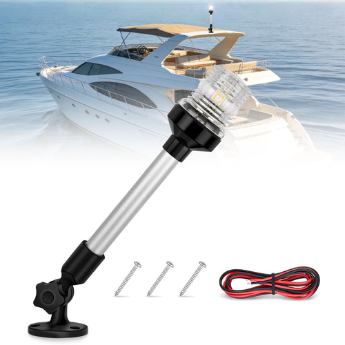 Nilight 12 Inch White Folding Stern Light for Marine Boats