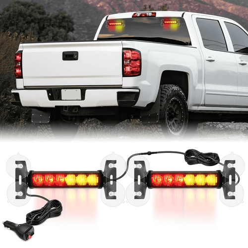 Nilight 12LED Emergency Strobe Traffic Advisor Light Bar 2 in 1 Amber Red Dash Warning Safety Flashing Lights Front/Rear Windshield Construction Lights for Trucks Cars Plow Police Firefighter Vehicles