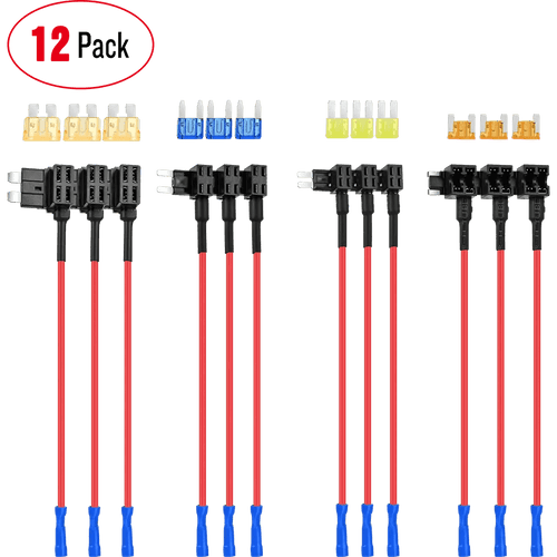 Nilight 12Pcs 4 Types Add-A-Circuit Fuse Tap Standard Mini Micro2 Low Profile