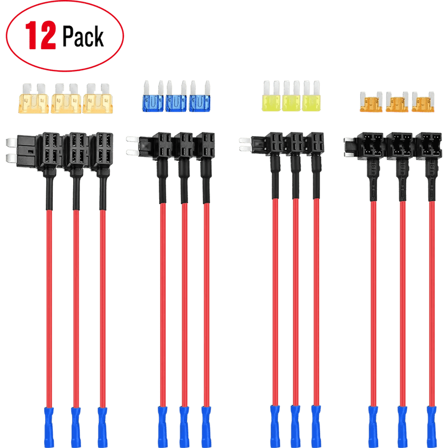 Nilight 12Pcs 4 Types Add-A-Circuit Fuse Tap Standard Mini Micro2 Low Profile